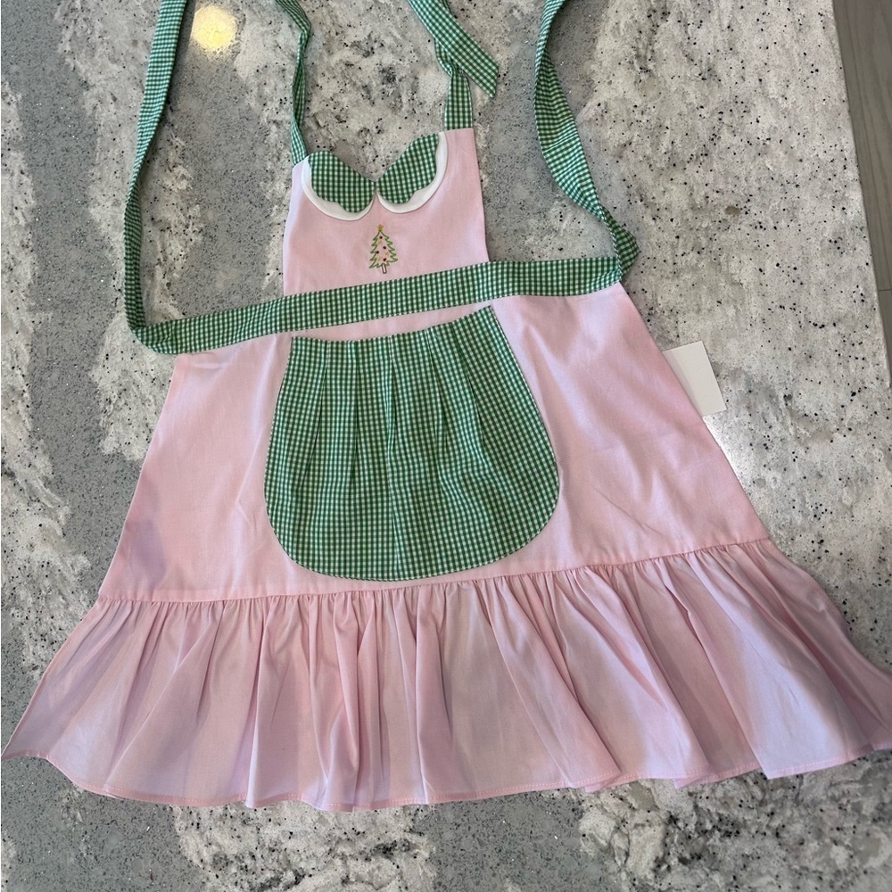 PROPER PEONY PINK / GREEN CHRISTMAS TREE NOEL APRON - CHILD - Picture 3 of 6